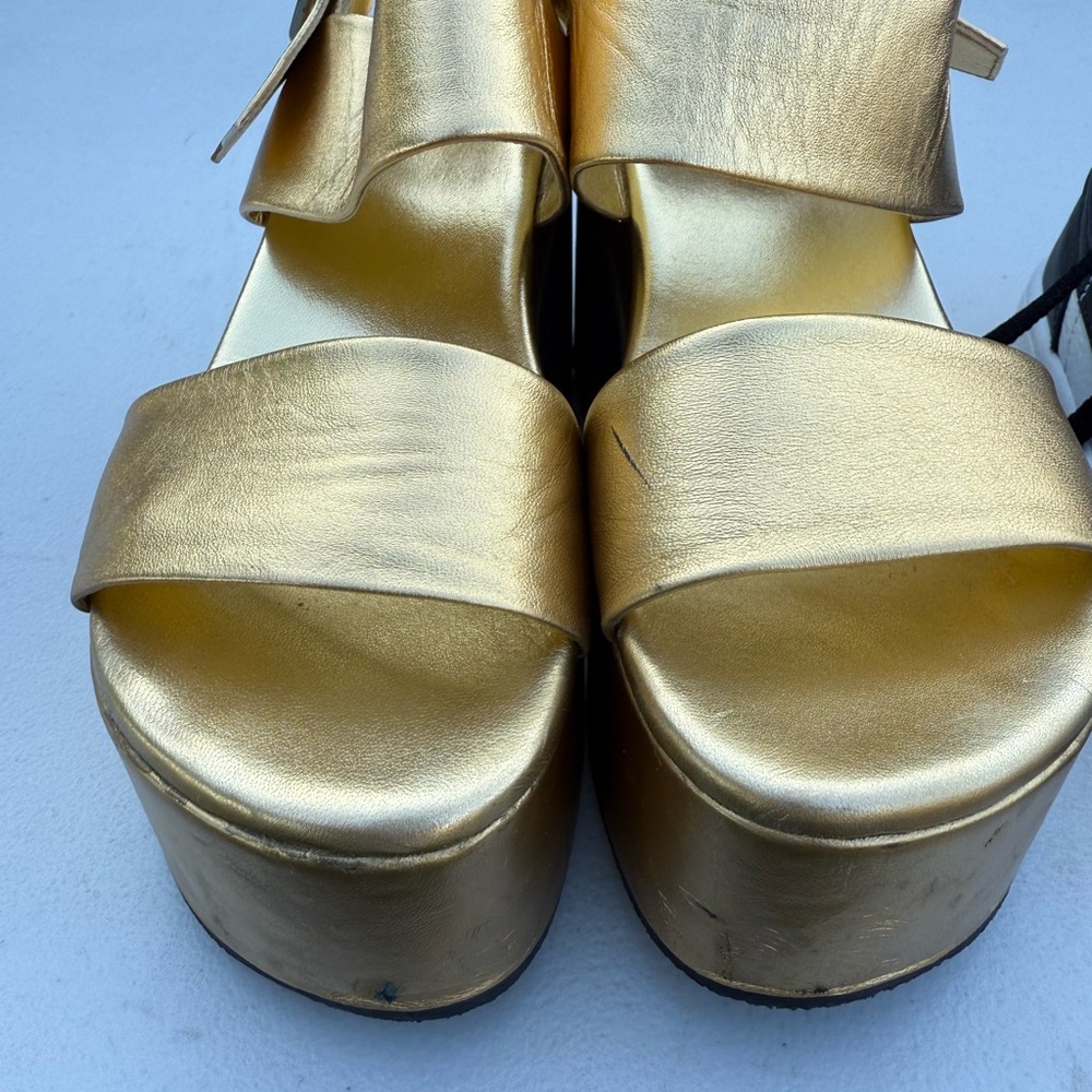 Dries Van Noten Gold Platform Shoes